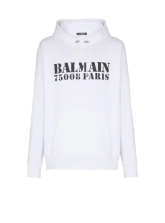Huvtröja med Balmain-tryck