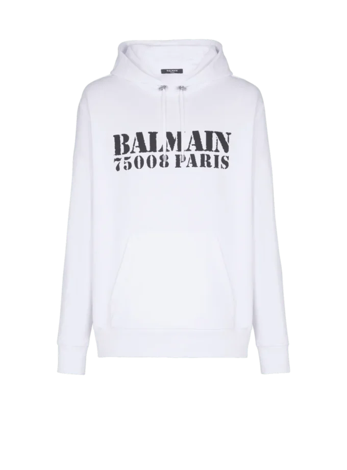 Huvtröja med Balmain-tryck