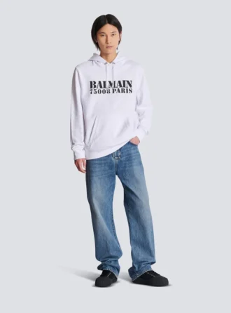 Huvtröja med Balmain-tryck
