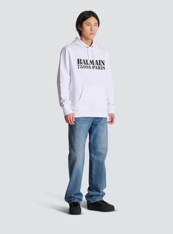 Huvtröja med Balmain-tryck