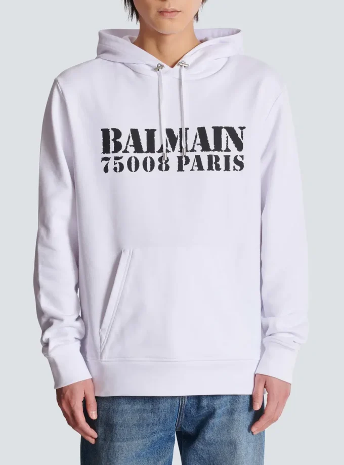 Huvtröja med Balmain-tryck