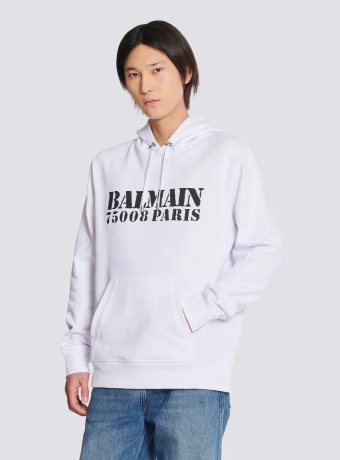 Huvtröja med Balmain-tryck