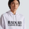 Huvtröja med Balmain-tryck