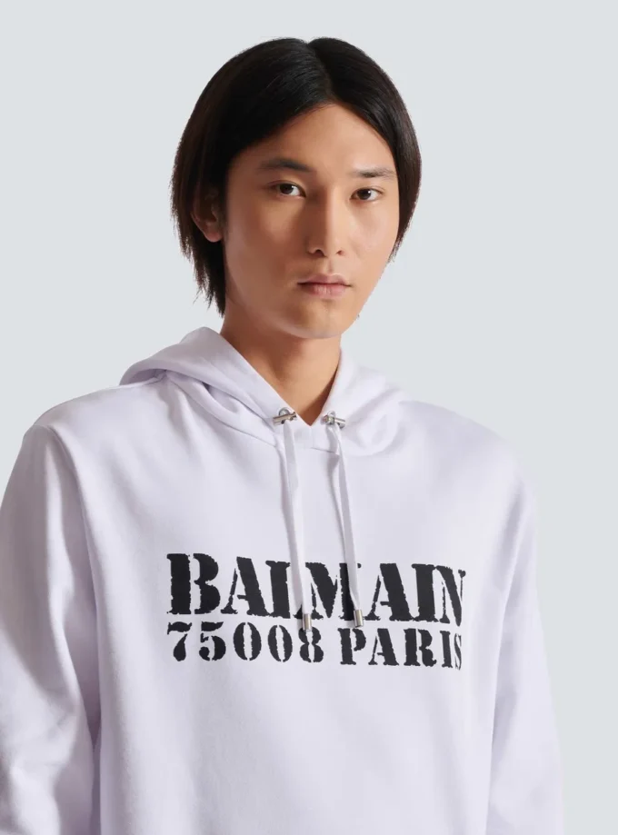 Huvtröja med Balmain-tryck