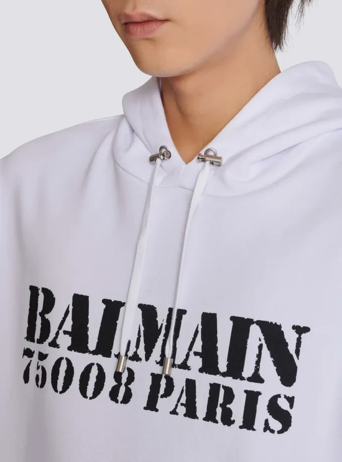 Huvtröja med Balmain-tryck