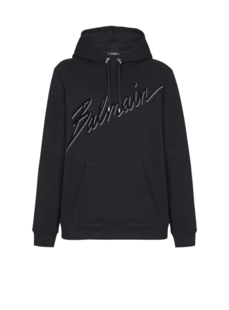 Huvtröja med flockade Balmain-bokstäver