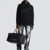 Huvtröja med flockade Balmain-bokstäver Huvtröja med flockade Balmain-bokstäver