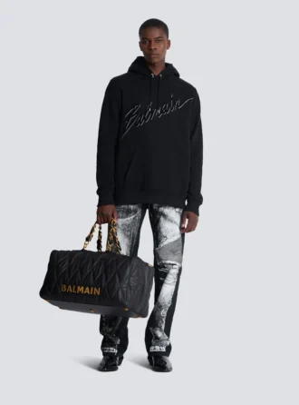 Huvtröja med flockade Balmain-bokstäver