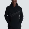 Huvtröja med flockade Balmain-bokstäver Huvtröja med flockade Balmain-bokstäver