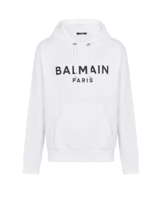 Huvtröja med tryck från Balmain Paris