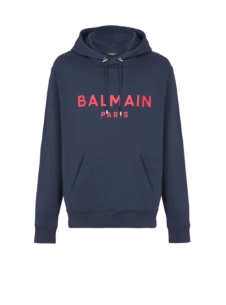 Huvtröja med tryck från Balmain Paris