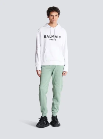 Huvtröja med tryck från Balmain Paris