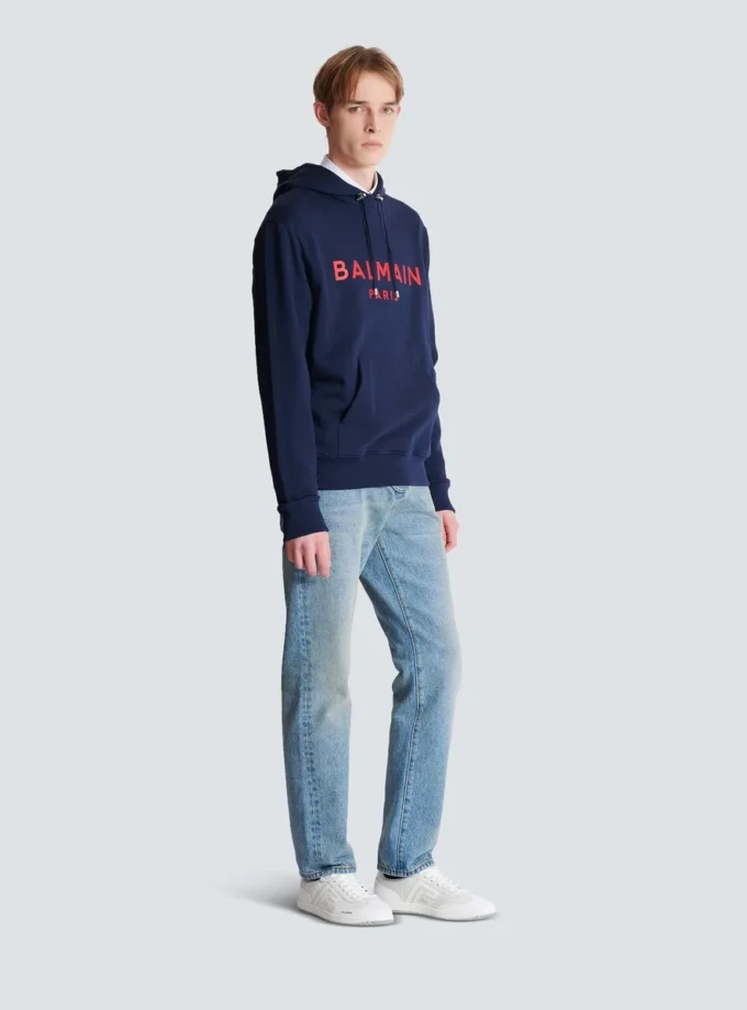 Huvtröja med tryck från Balmain Paris Huvtröja med tryck från Balmain Paris