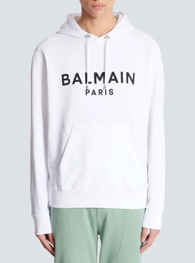Huvtröja med tryck från Balmain Paris Huvtröja med tryck från Balmain Paris