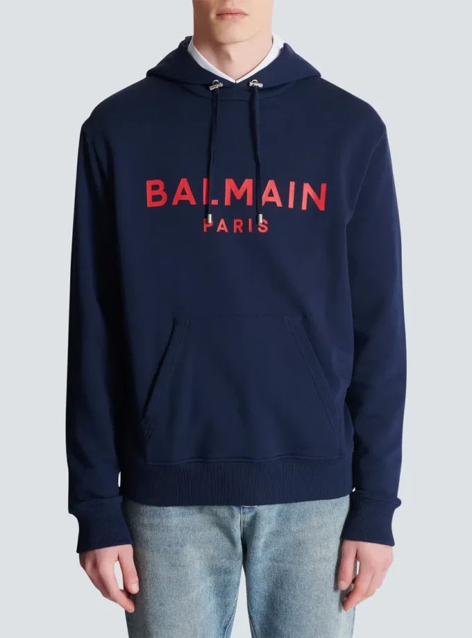 Huvtröja med tryck från Balmain Paris Huvtröja med tryck från Balmain Paris