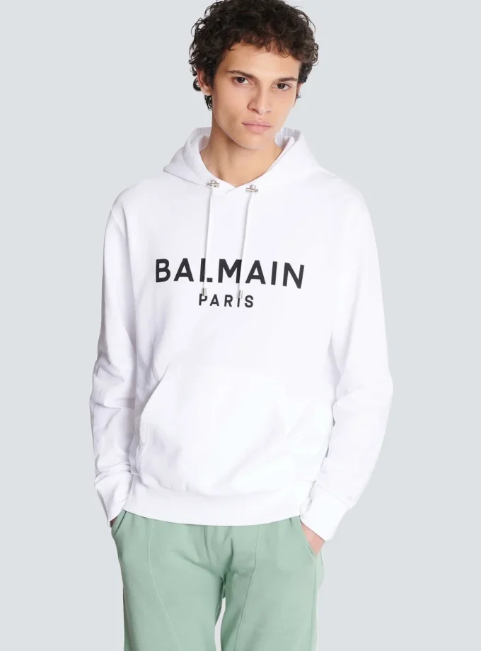 Huvtröja med tryck från Balmain Paris Huvtröja med tryck från Balmain Paris