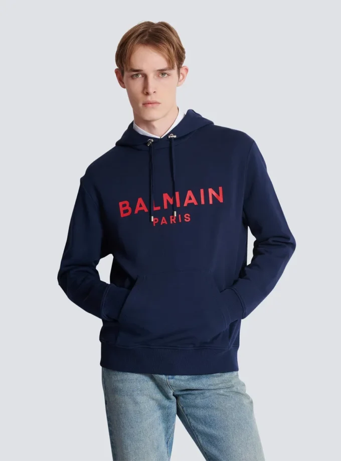 Huvtröja med tryck från Balmain Paris Huvtröja med tryck från Balmain Paris