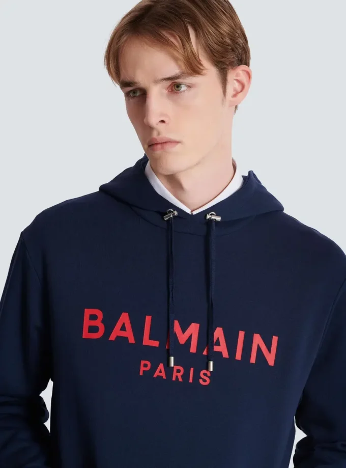 Huvtröja med tryck från Balmain Paris Huvtröja med tryck från Balmain Paris