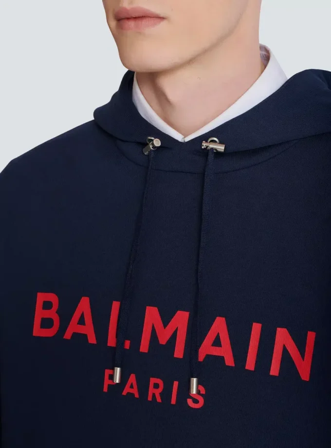 Huvtröja med tryck från Balmain Paris Huvtröja med tryck från Balmain Paris