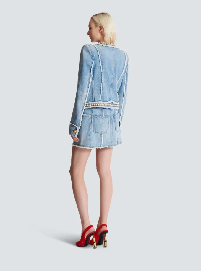 Jeansjacka med pärlkant