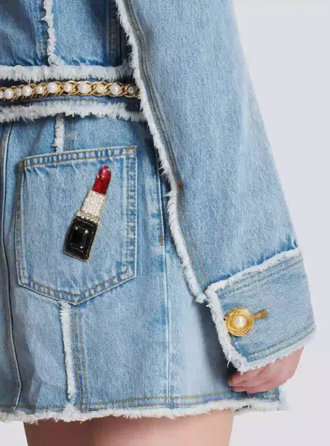 Jeansjacka med pärlkant