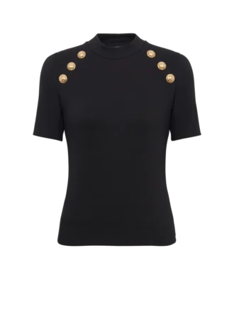 Jersey-T-shirt med 6 knappar
