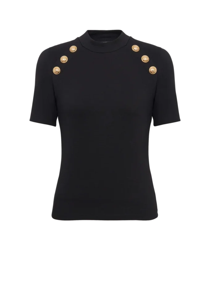 Jersey-T-shirt med 6 knappar