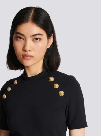 Jersey-T-shirt med 6 knappar