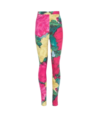 Jerseyleggings med rosmönster
