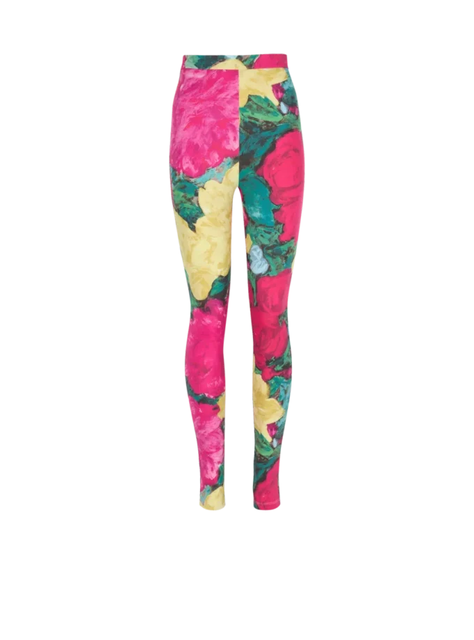 Jerseyleggings med rosmönster