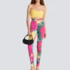 Jerseyleggings med rosmönster