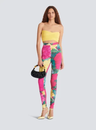Jerseyleggings med rosmönster