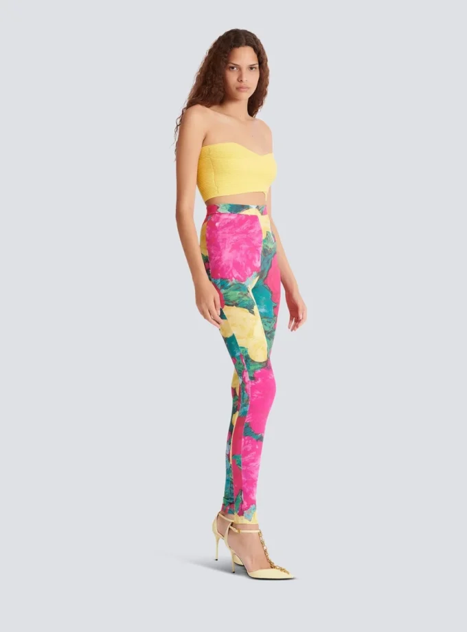 Jerseyleggings med rosmönster
