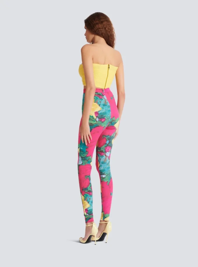 Jerseyleggings med rosmönster
