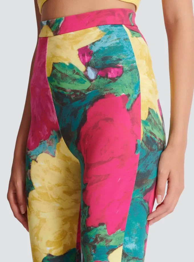 Jerseyleggings med rosmönster