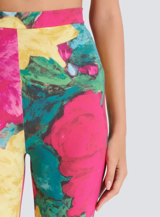Jerseyleggings med rosmönster