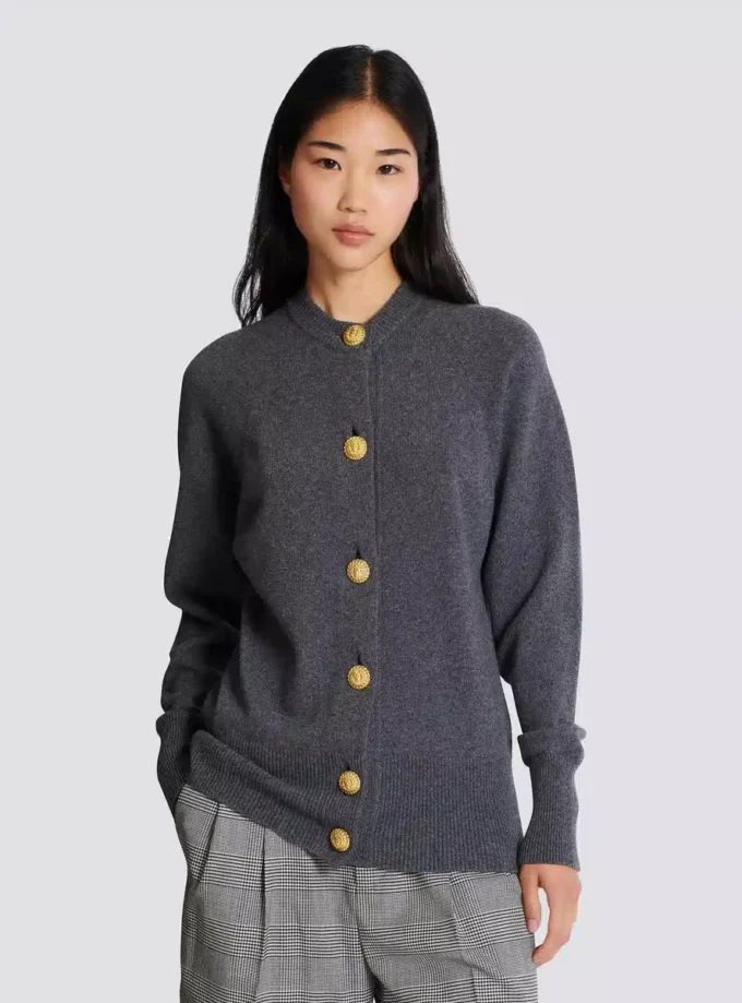 Knappad ekologisk kashmircardigan