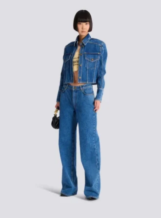 Kort, blekt jeansjacka