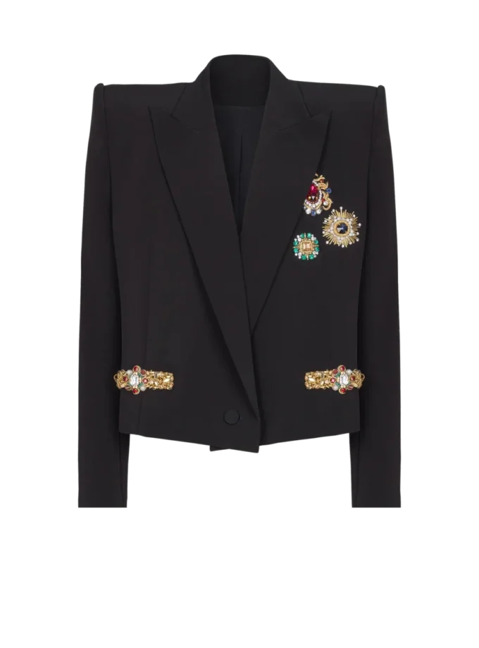 Kort broderad jacka
