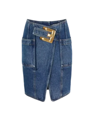 Kort denimkjol med bälte