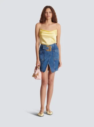 Kort denimkjol med bälte