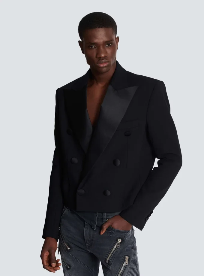 Kort dubbel crepe-jacka Kort dubbel crepe-jacka