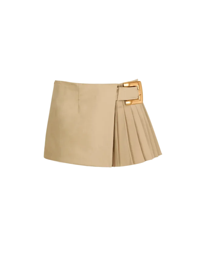 Kort gabardinekjol med bältesdetalj Kort gabardinekjol med bältesdetalj