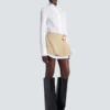 Kort gabardinekjol med bältesdetalj Kort gabardinekjol med bältesdetalj
