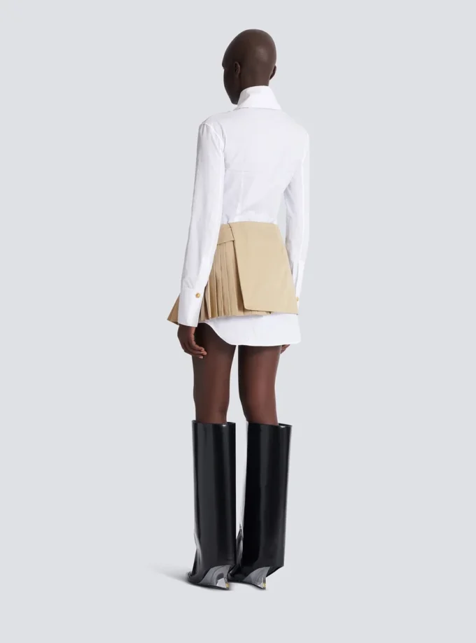 Kort gabardinekjol med bältesdetalj Kort gabardinekjol med bältesdetalj