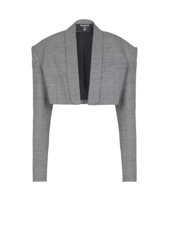Kort jacka i Prince of Wales-jacquard