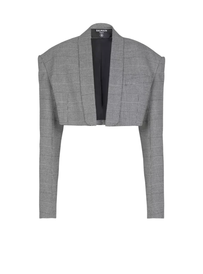 Kort jacka i Prince of Wales-jacquard