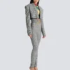 Kort jacka i Prince of Wales-jacquard