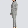 Kort jacka i Prince of Wales-jacquard