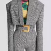 Kort jacka i Prince of Wales-jacquard